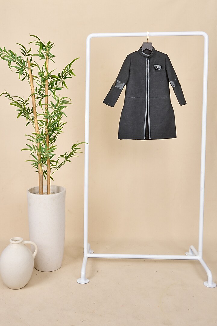 Charcoal Black Cotton Matka Indo- Western Set For Boys by All Boy Couture at Pernia's Pop Up Shop