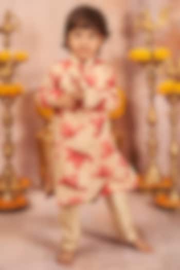 Beige Printed Kurta Set For Boys by All Boy Couture at Pernia's Pop Up Shop