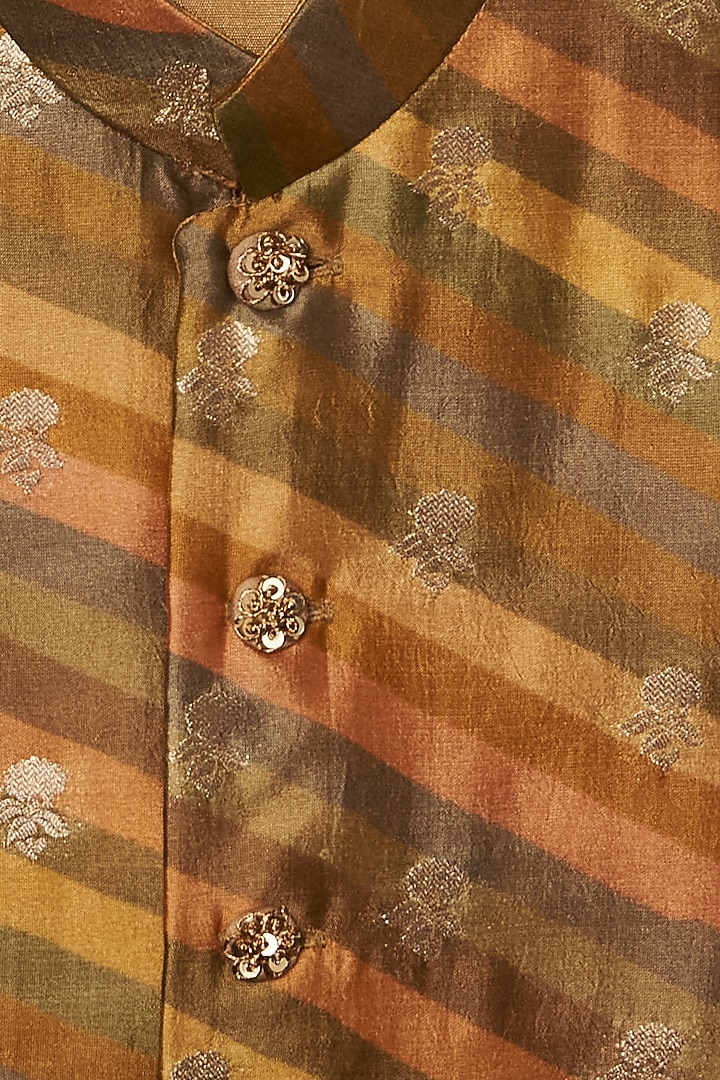 Multi-Coloured Moonga Silk Bandhgala Set For Boys by All Boy Couture at Pernia's Pop Up Shop