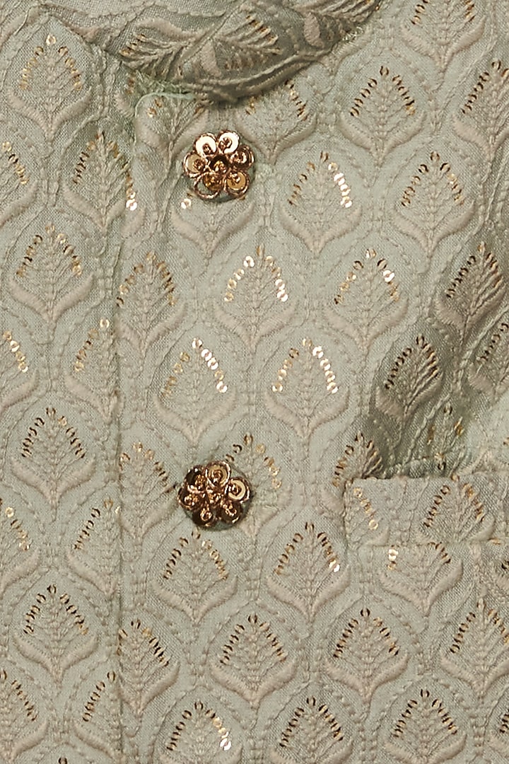 Sky Blue Embroidered Bandhgala Set For Boys by All Boy Couture at Pernia's Pop Up Shop
