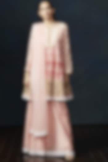 Peach Embroidered Anarkali Set by Aashima Behl