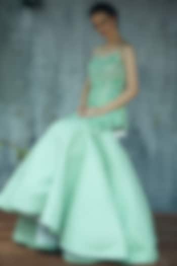 Mint Green Embroidered Gown by Aashima Behl