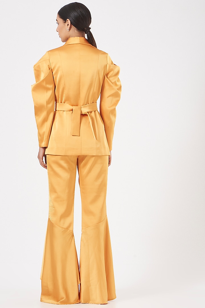 Dandelion Yellow Rado Satin Pant Set by Aashima Behl at Pernia's Pop Up Shop