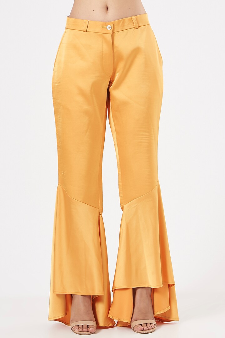 Dandelion Yellow Rado Satin Pant Set by Aashima Behl at Pernia's Pop Up Shop