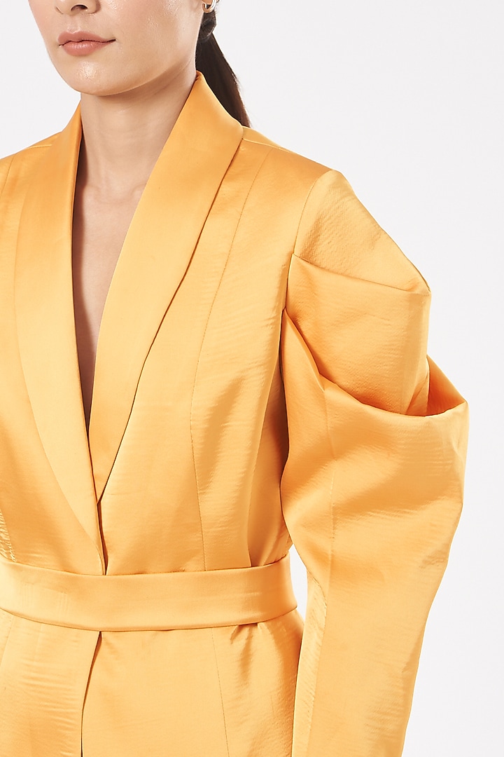 Dandelion Yellow Rado Satin Pant Set by Aashima Behl at Pernia's Pop Up Shop