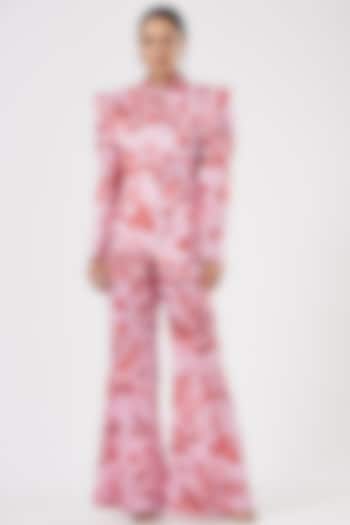 Blush Pink Printed Blazer Set by Aashima Behl