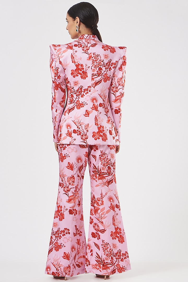 Blush Pink Printed Blazer Set by Aashima Behl at Pernia's Pop Up Shop