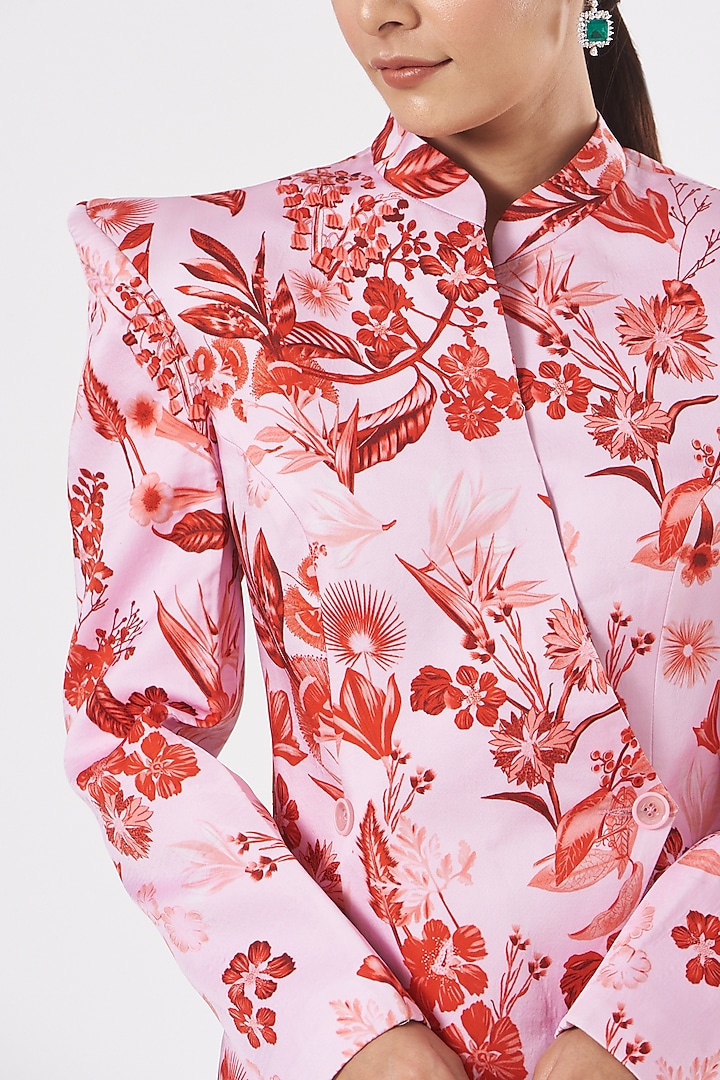 Blush Pink Printed Blazer Set by Aashima Behl at Pernia's Pop Up Shop