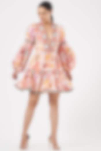 Multi-Colored Printed Ruffled Dress by Aashima Behl