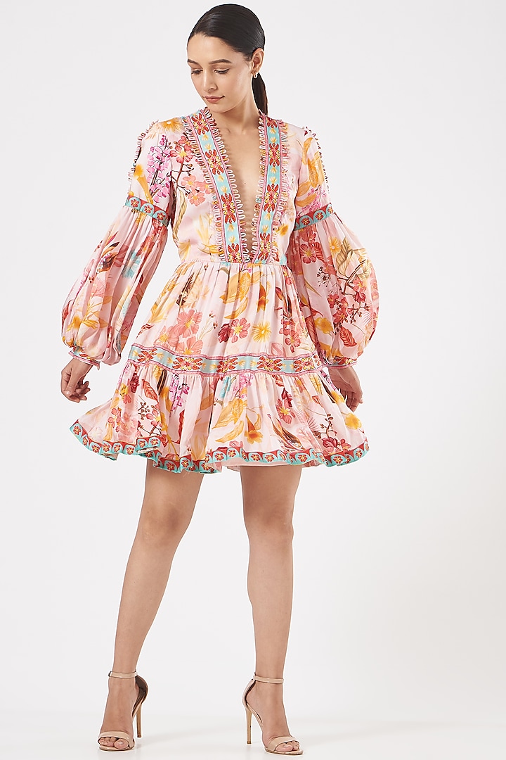 Multi-Colored Printed Ruffled Dress by Aashima Behl