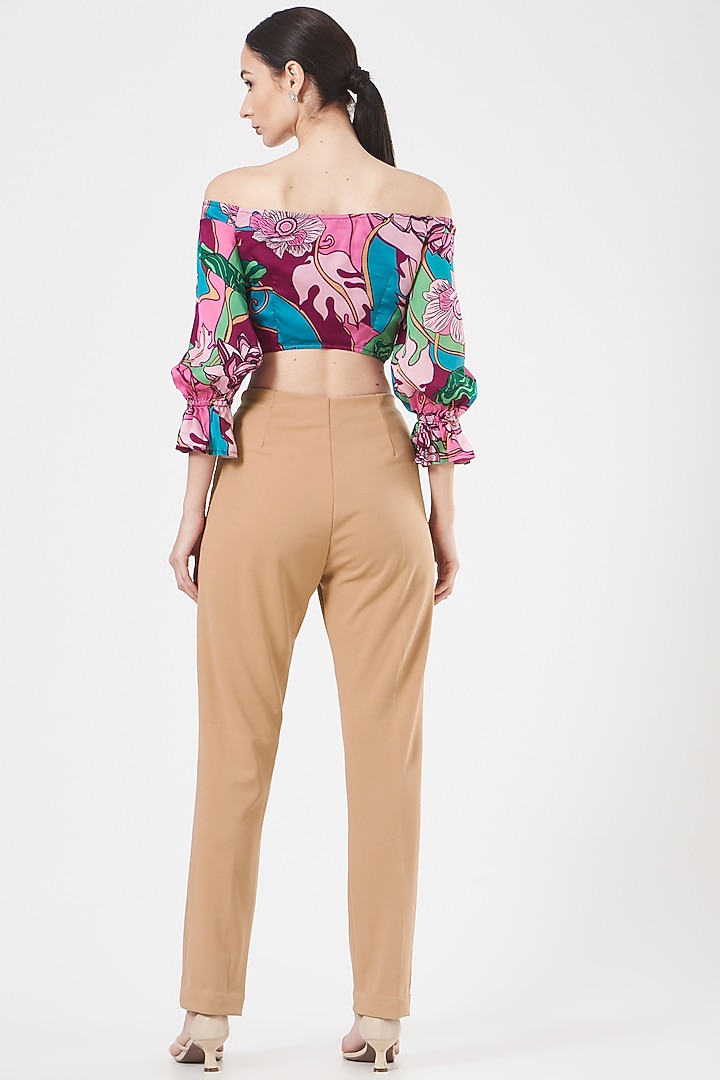 Burgundy Plum Floral Printed Off-Shoulder Top by Aashima Behl at Pernia's Pop Up Shop
