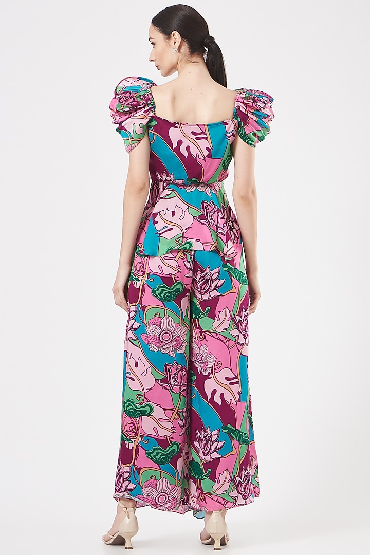 Burgundy Plum High-Waisted Flared Pant Set by Aashima Behl at Pernia's Pop Up Shop