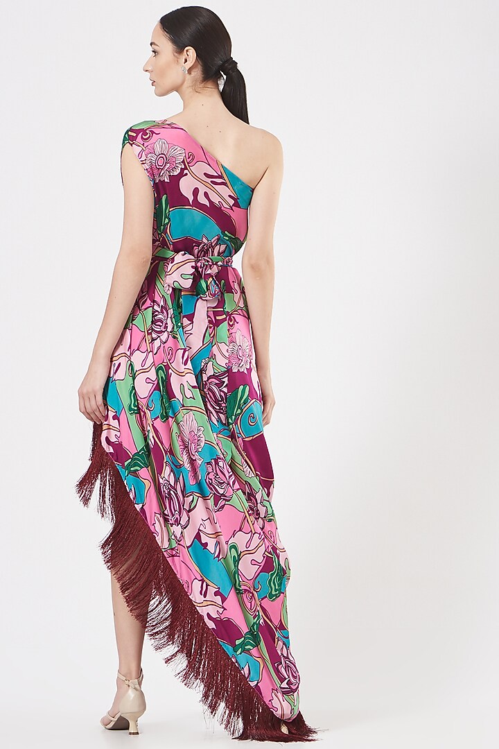Burgundy Plum One-Shoulder Maxi Vacation Dress by Aashima Behl at Pernia's Pop Up Shop