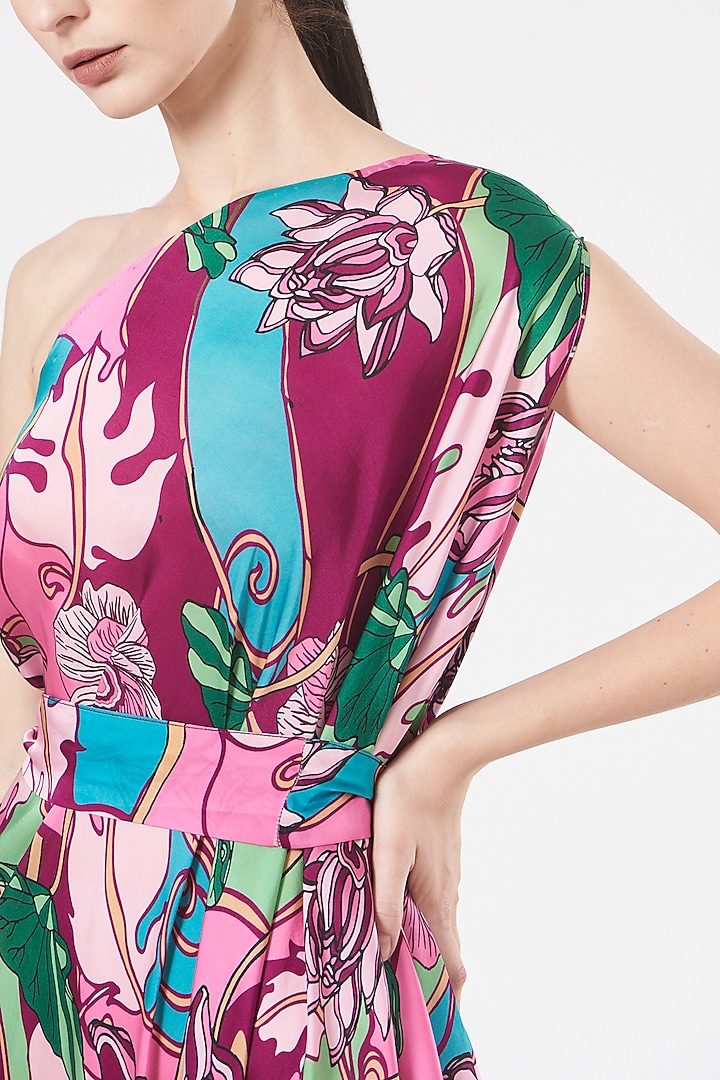 Burgundy Plum One-Shoulder Maxi Vacation Dress by Aashima Behl at Pernia's Pop Up Shop