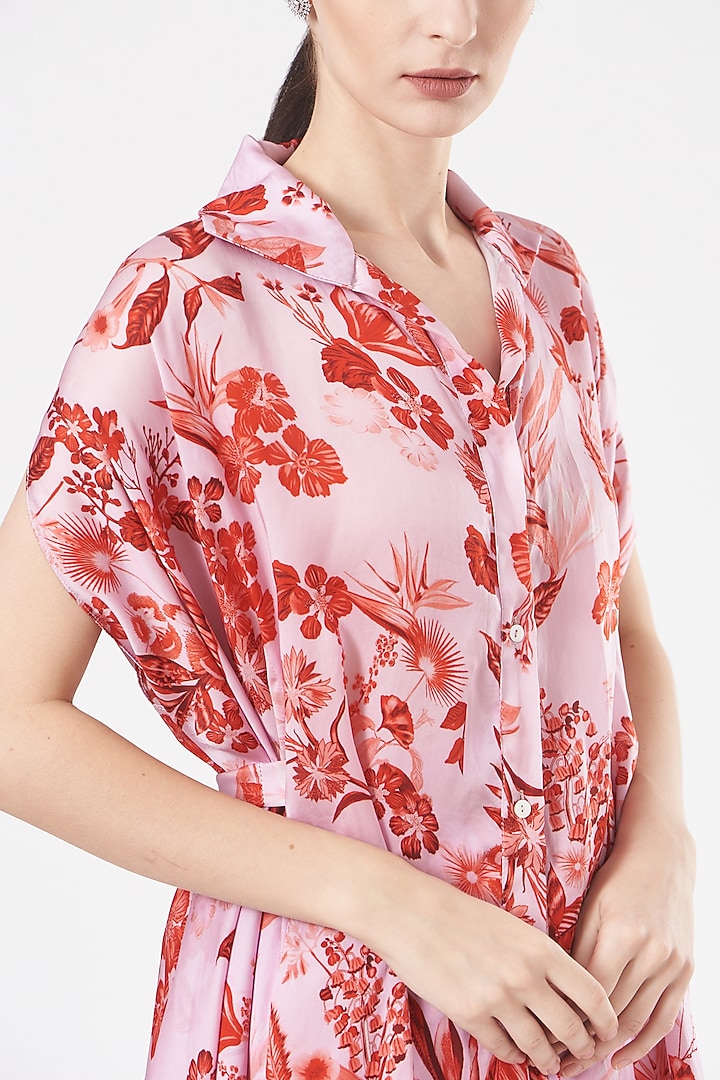 Blush Pink Floral Printed Vacation Dress by Aashima Behl at Pernia's Pop Up Shop