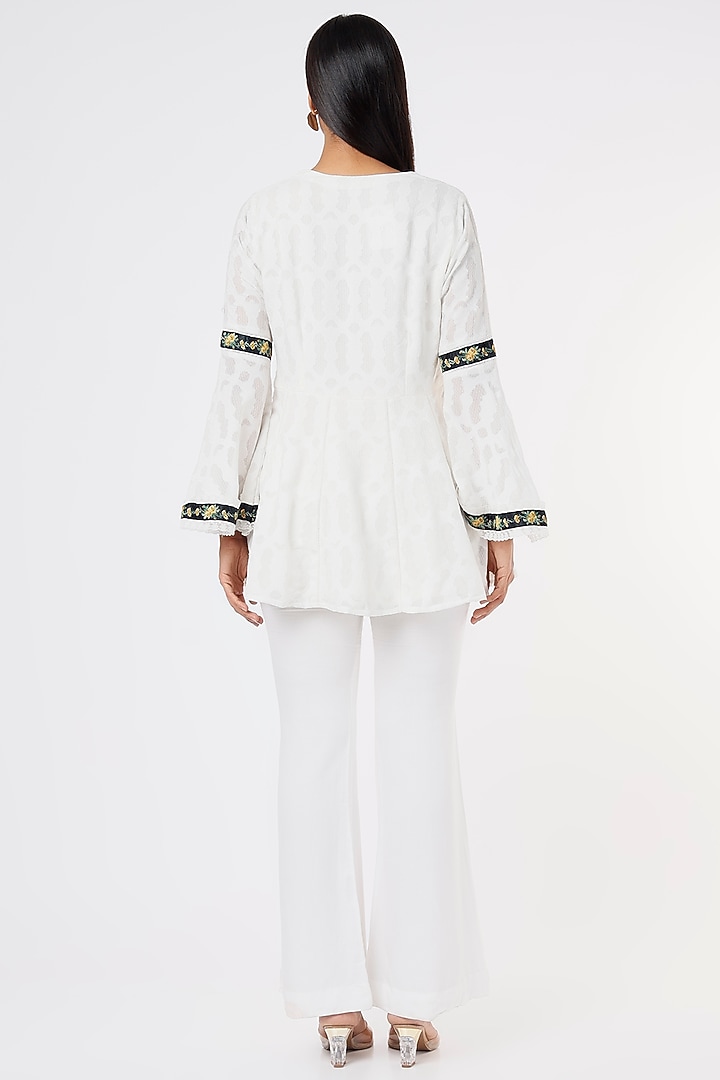 Off-White Cotton Embroidered Top by Aashima Behl at Pernia's Pop Up Shop