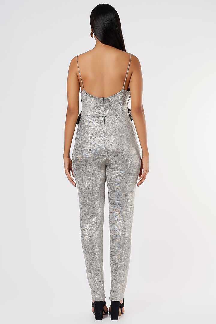 Silver Metallic Jumpsuit by Aashima Behl at Pernia's Pop Up Shop
