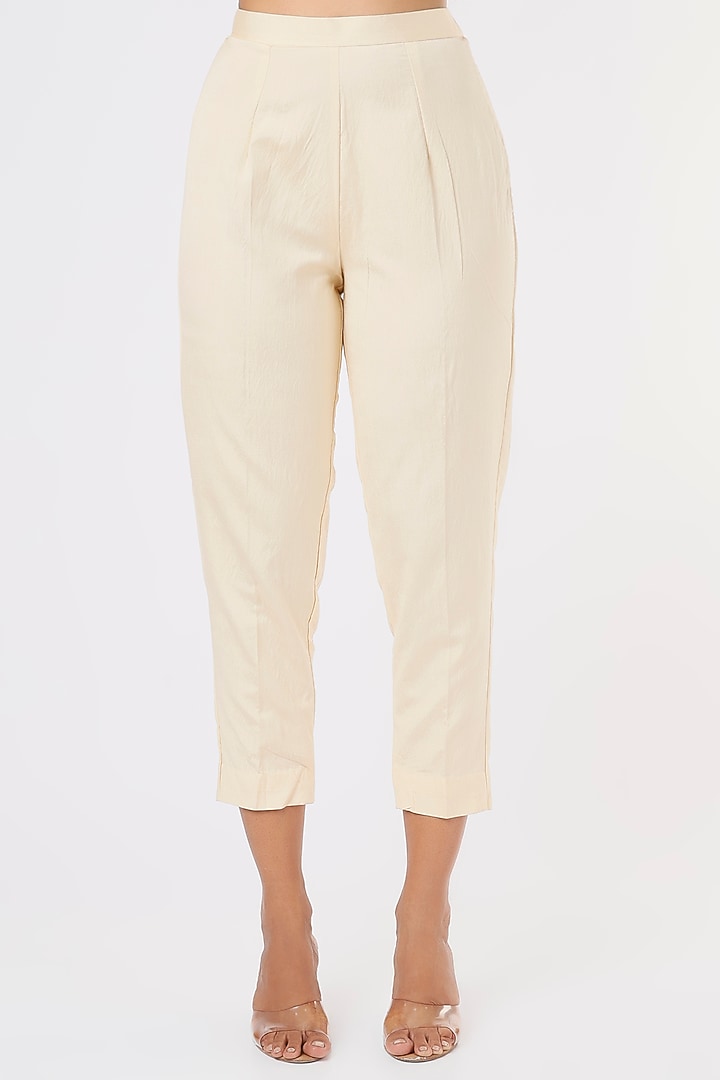 Blush Beige Gota Fabric Jacket Set by Aashima Behl at Pernia's Pop Up Shop