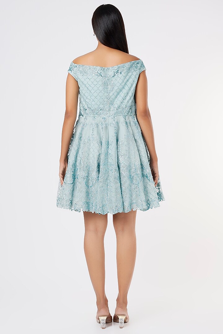 Soft Blue Mini Cocktail Dress by Aashima Behl at Pernia's Pop Up Shop