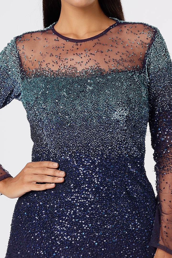 Midnight Blue Maxi Party Wear Dress by Aashima Behl at Pernia's Pop Up Shop
