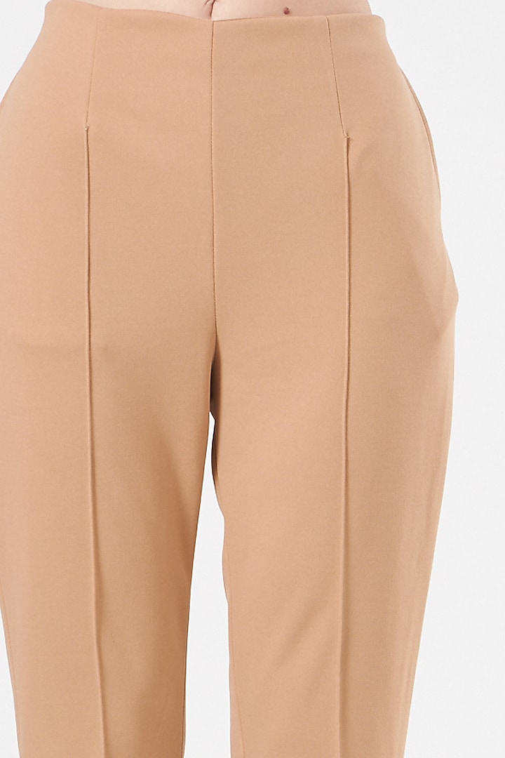 Beige Straight Pants by Aashima Behl at Pernia's Pop Up Shop