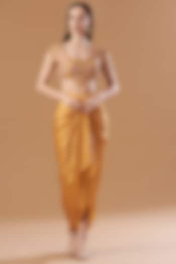 Marigold Orange Satin Skirt Set by Aashima Behl