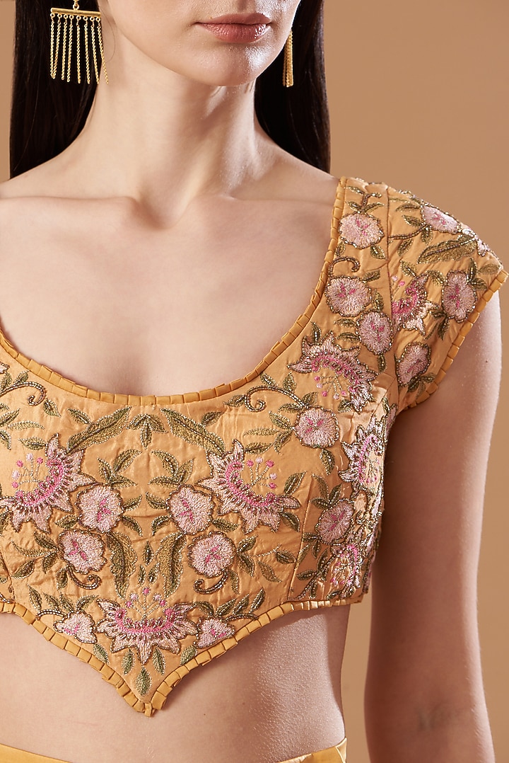 Marigold Orange Satin Skirt Set by Aashima Behl at Pernia's Pop Up Shop