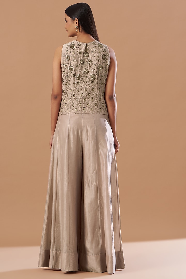 Blush Pink Silk Flared Pant Set by Aashima Behl at Pernia's Pop Up Shop