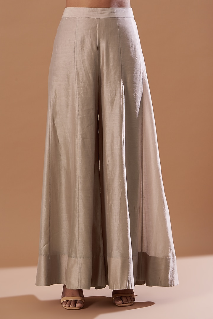 Blush Pink Silk Flared Pant Set by Aashima Behl at Pernia's Pop Up Shop