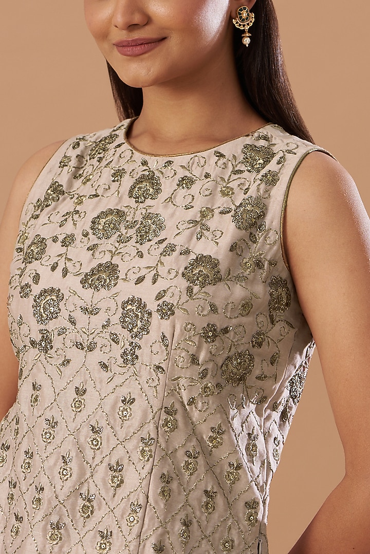 Blush Pink Silk Flared Pant Set by Aashima Behl at Pernia's Pop Up Shop