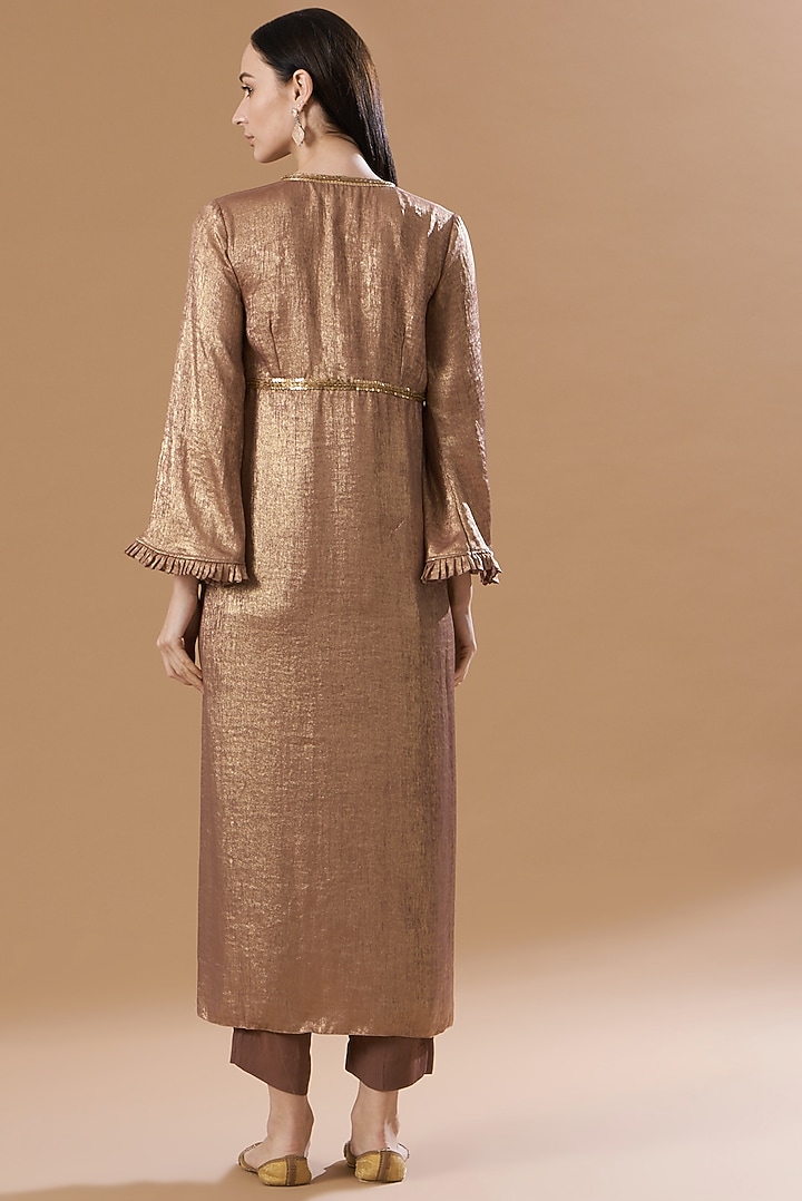 Gold Embroidered Kaftan Kurta Set by Aashima Behl at Pernia's Pop Up Shop