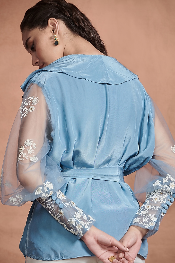 Carolina Blue Wrap Top by Aashima Behl at Pernia's Pop Up Shop