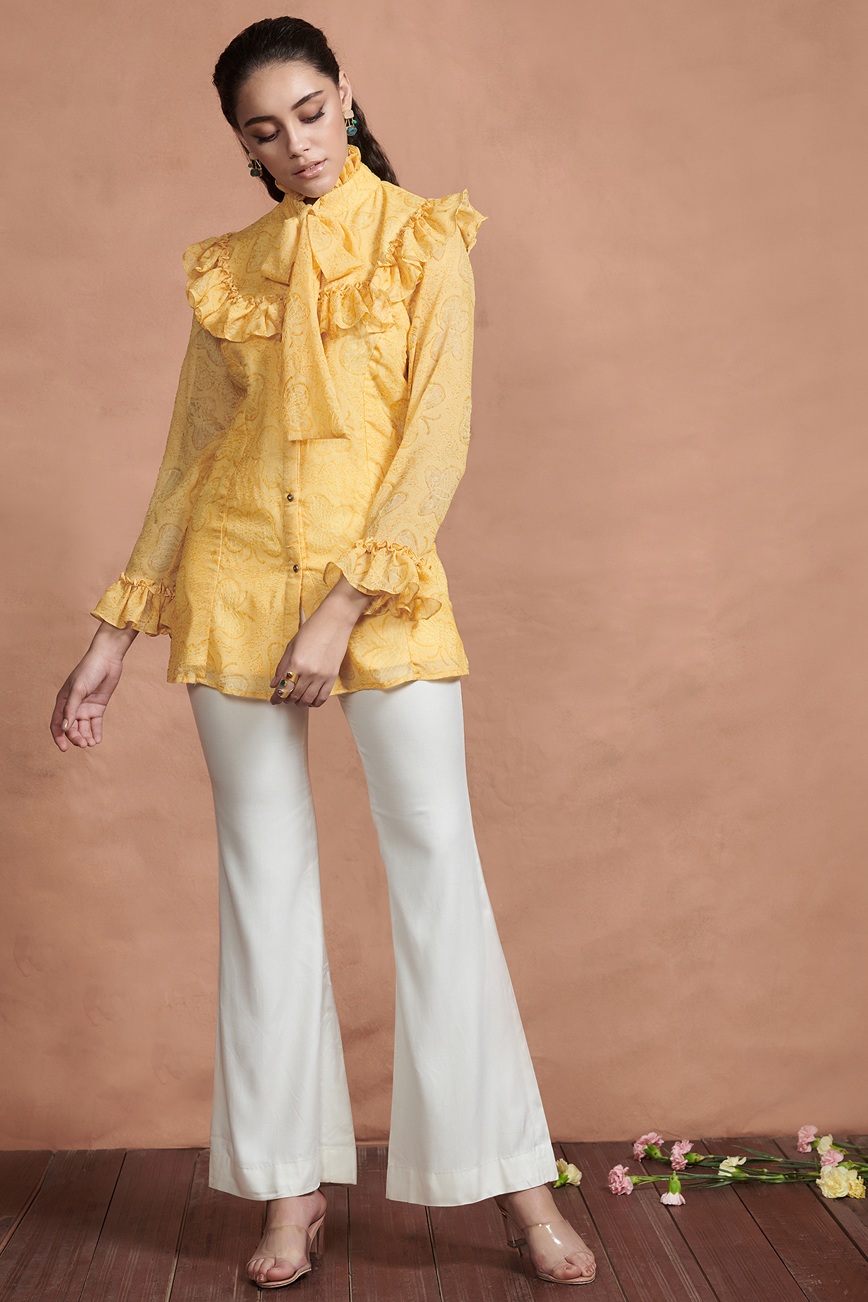 Dandelion Yellow Ruffled Top by Aashima Behl at Pernia's Pop Up Shop