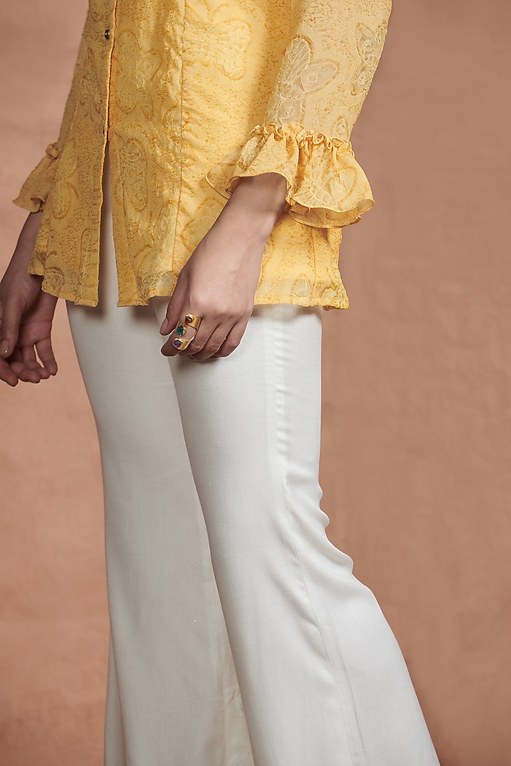 Dandelion Yellow Ruffled Top by Aashima Behl at Pernia's Pop Up Shop