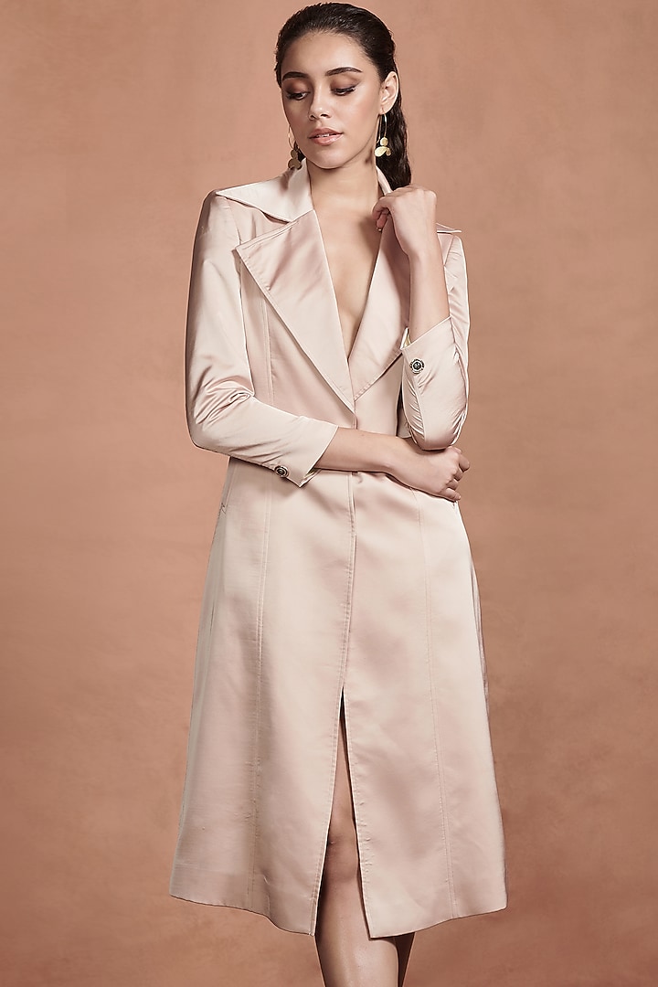 Champagne Beige Trench Blazer by Aashima Behl at Pernia's Pop Up Shop