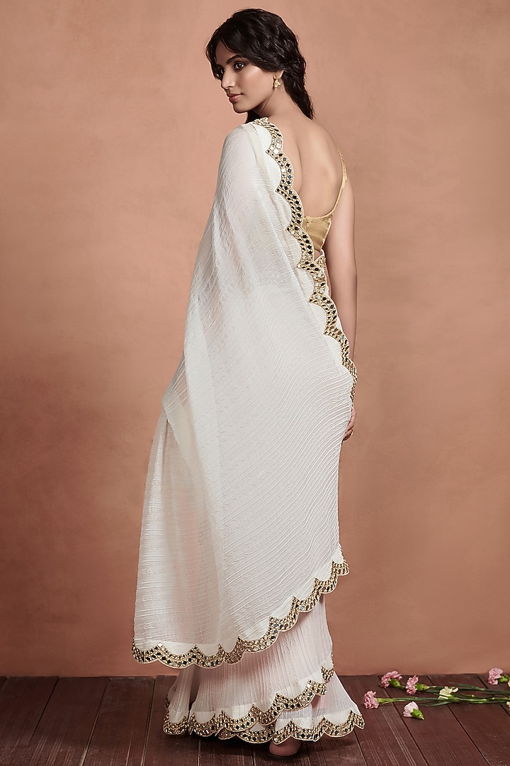 White Embroidered Wedding Saree by Aashima Behl at Pernia's Pop Up Shop