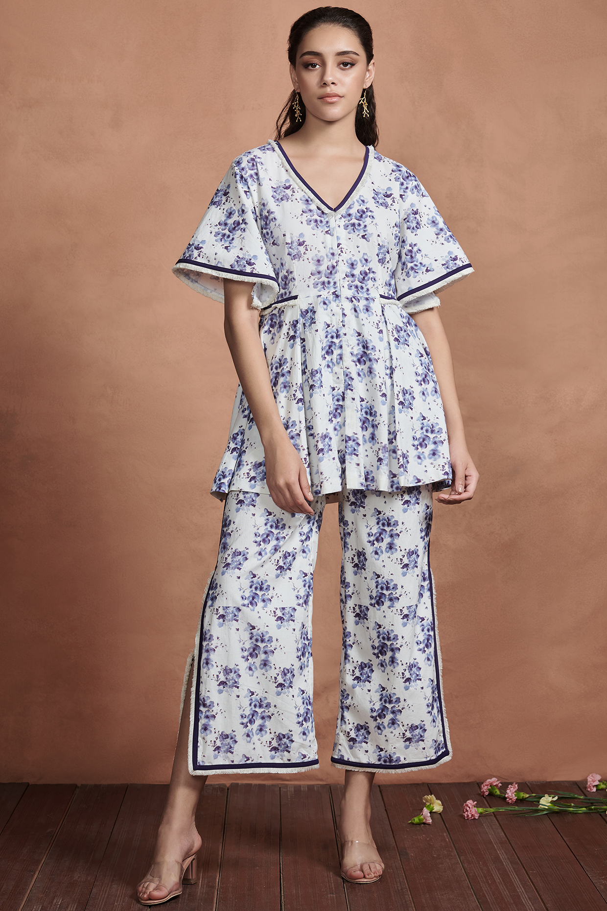 White Printed Pant Set by Aashima Behl at Pernia's Pop Up Shop