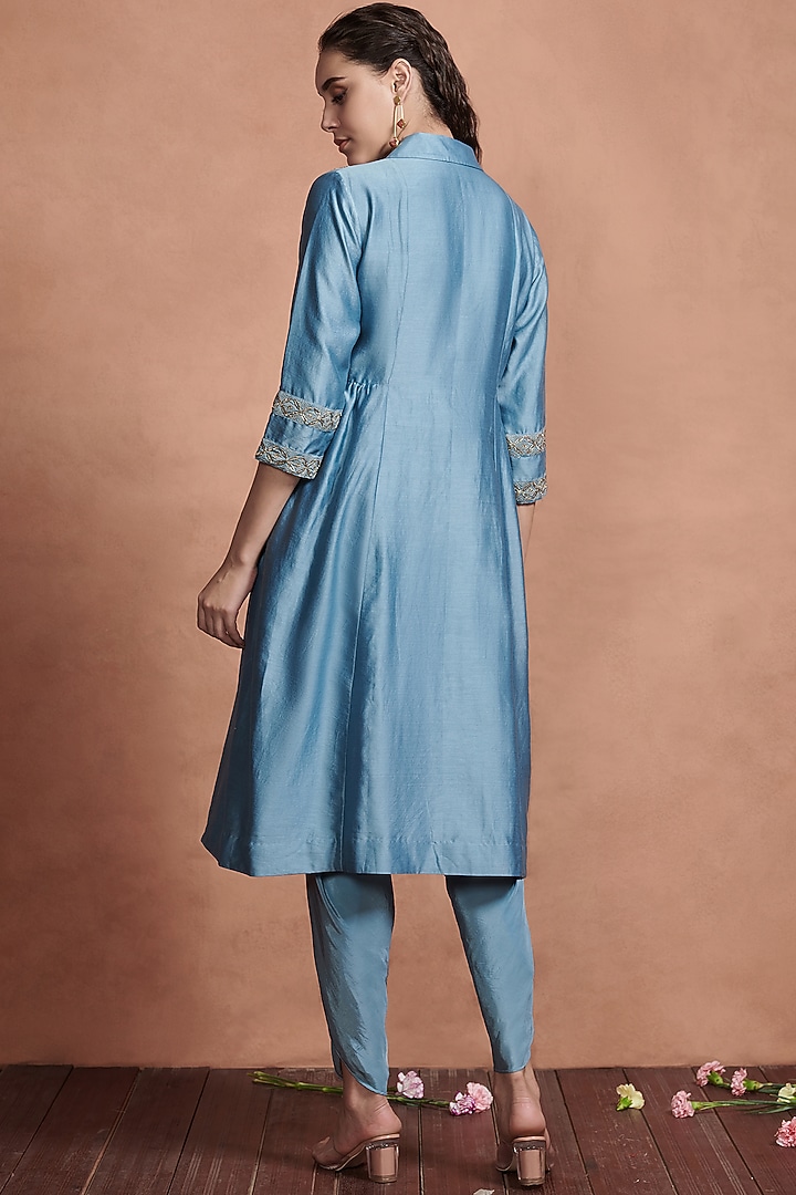 Cobalt Blue Embroidered Kurta Set by Aashima Behl at Pernia's Pop Up Shop