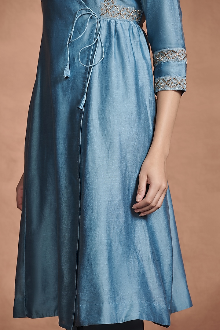 Cobalt Blue Embroidered Kurta Set by Aashima Behl at Pernia's Pop Up Shop