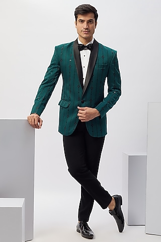 Buy Emerald Green Paisley Printed Tuxedo for men Online from Indian  Designers 2026