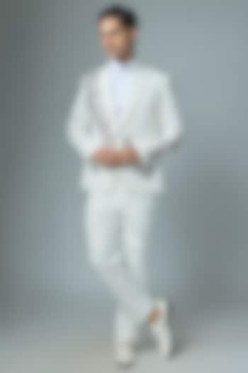 Off-White Japanese Rayon Cutdana Handwork Tuxedo Set by Abees at Pernia's Pop Up Shop