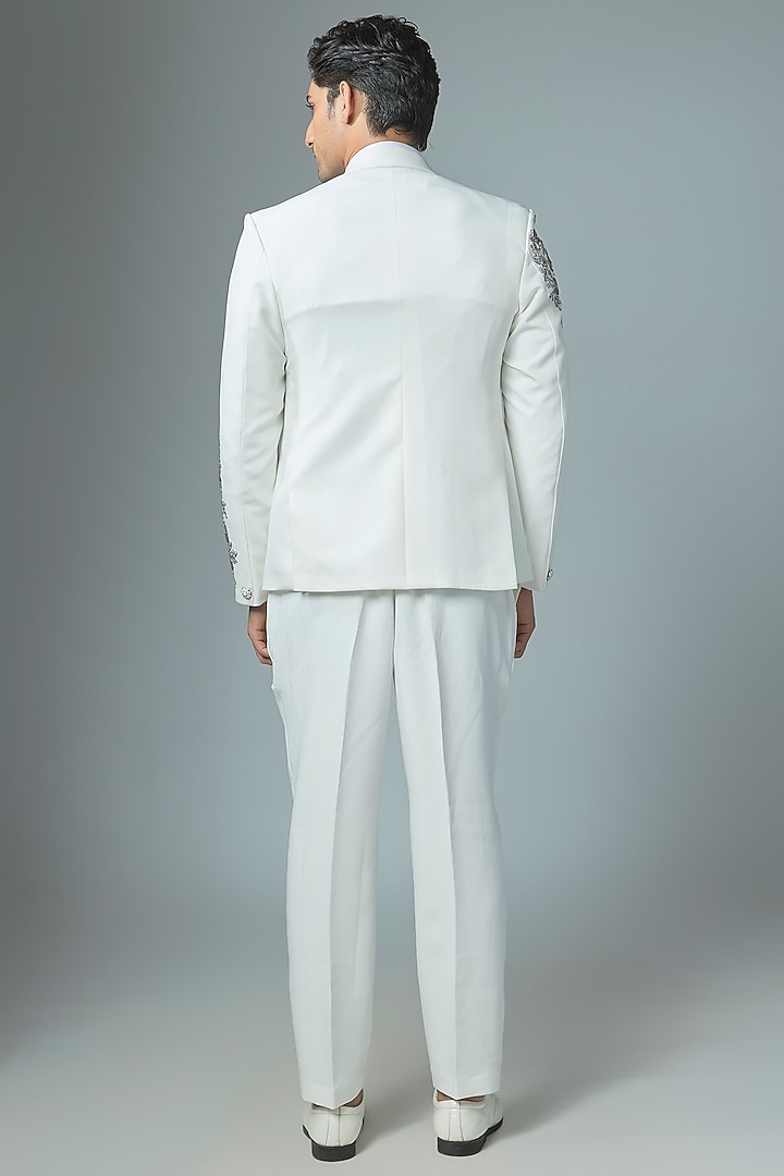 Off-White Japanese Rayon Cutdana Handwork Tuxedo Set by Abees at Pernia's Pop Up Shop