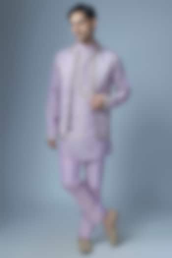 Lavender Tissue Silk Zardosi Handwork Kurta Set by Abees at Pernia's Pop Up Shop