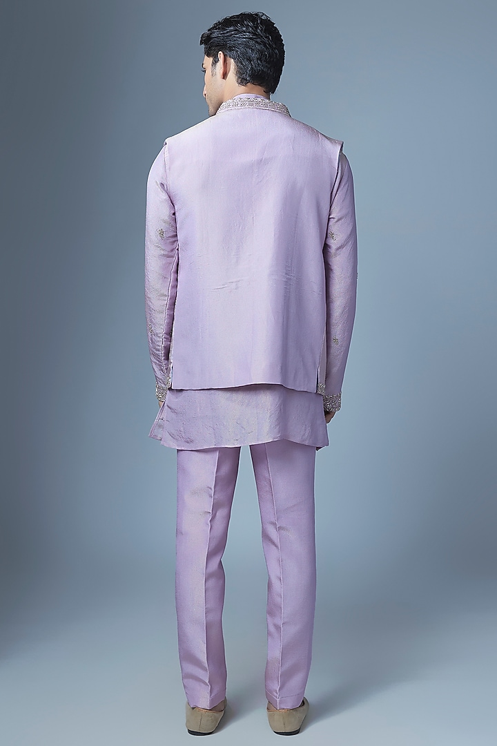 Lavender Tissue Silk Zardosi Handwork Kurta Set by Abees at Pernia's Pop Up Shop