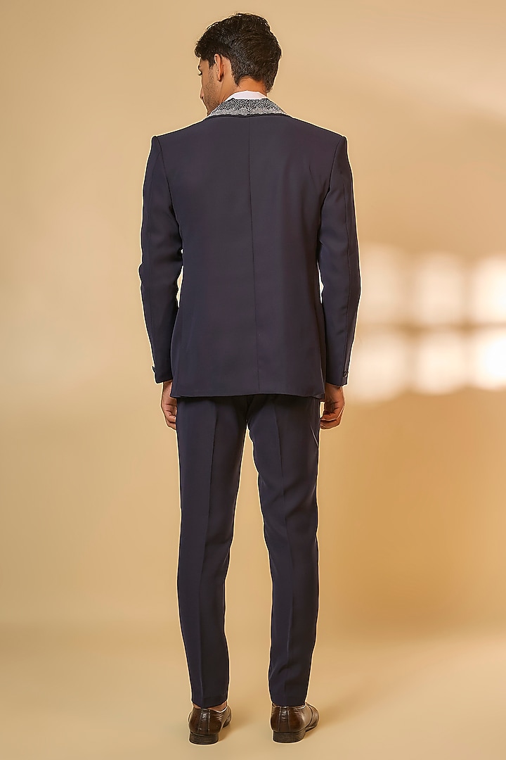 Blue Japanese Rayon Beads Handwork Tuxedo Set by Abees at Pernia's Pop Up Shop