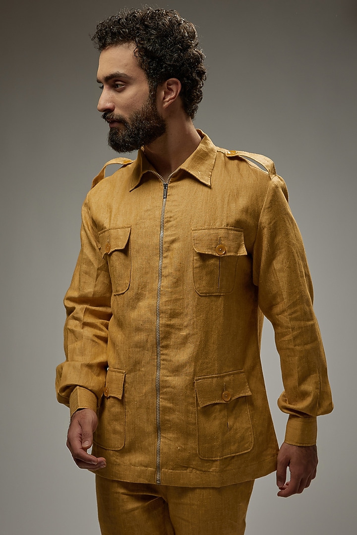 Mustard Linen Co-Ord Set by Abees at Pernia's Pop Up Shop