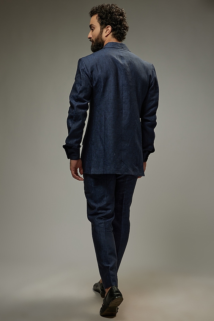 Navy Blue Linen Co-Ord Set by Abees at Pernia's Pop Up Shop