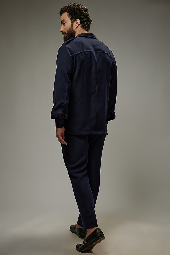 Navy Blue Japanese Rayon Co-Ord Set by Abees at Pernia's Pop Up Shop