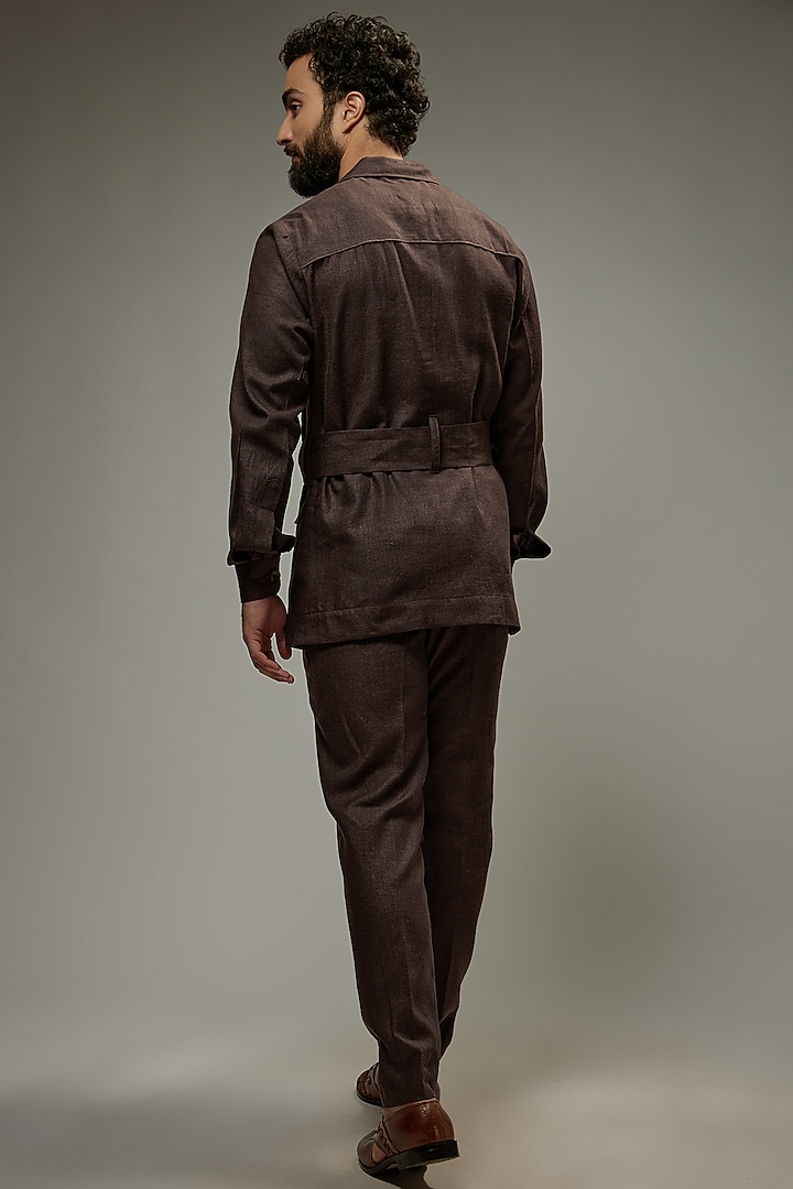 Coffee Brown Linen Co-Ord Set by Abees at Pernia's Pop Up Shop