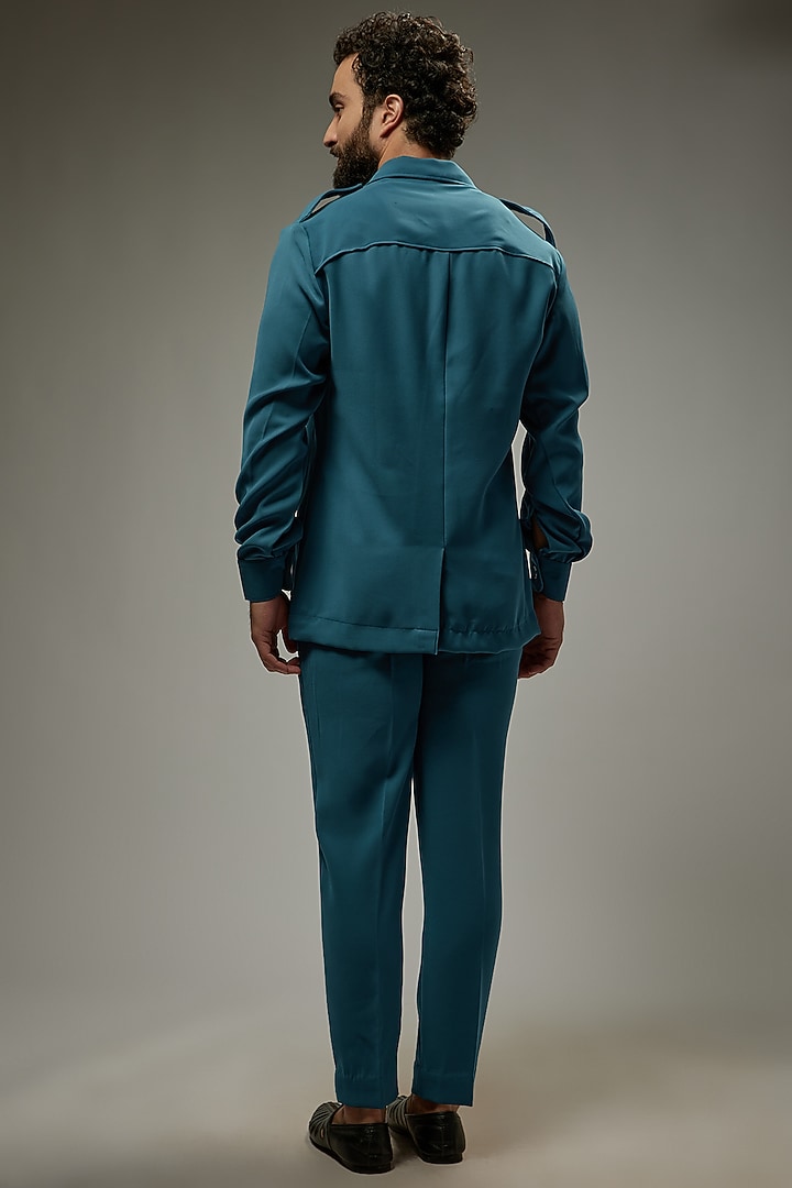 Turquoise Blue Japanese Rayon Co-Ord Set by Abees at Pernia's Pop Up Shop
